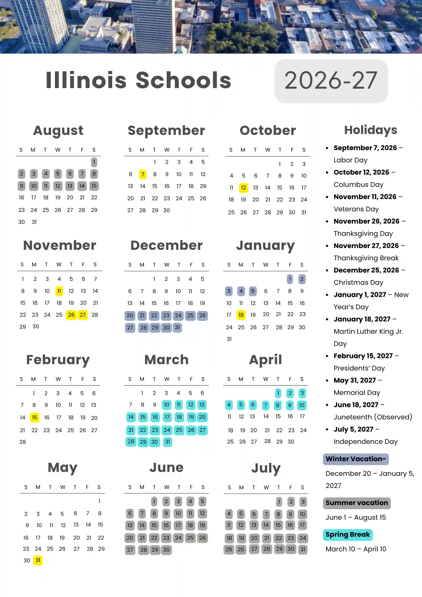 Illinois School Calendar 1